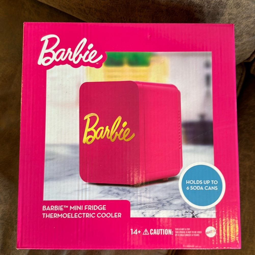 Barbie pink mini fridge makeup fridge nib